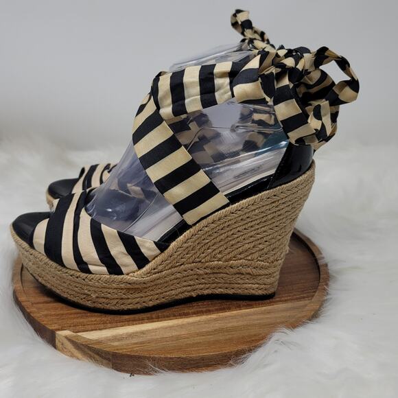 UGG Summer Heel Lucianna Stripe 4.5" Espadrille Wedge Sandal Womens 7.5 - Picture 2 of 7